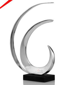 Meilleure vente Sculpture décorative en acier inoxydable et métal fini argent avec base pour le salon et la maison - Product Image 3