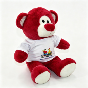 Unique plush gift teddy bear with <b>printed</b> t-shirt, <b>nursery</b> decor red teddy bear plush, custom logo teddy bear plush - Product Image 2