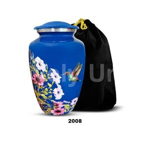 นกฮัมมิงเบิร์ดและดอกไม้อลูมิเนียมสำหรับใส่เถ้ากระดูกมนุษย์โกศตกแต่งสำหรับผู้ใหญ่โกศหญิงและชายพร้อมถุงกำมะหยี่ฟรี - Product Image 1