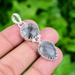 Colgante giratorio de rutilo negro hecho a mano de Plata de Ley 925 de alta calidad, joyería de diseñador de moda para boda, colgantes finos, dijes - Product Image 4