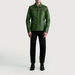 Factory Wholesale <b>Cheap</b> Price Green <b>Leather</b> <b>Jacket</b> For <b>Men's</b> High Quality Best Winter Selling Real <b>Leather</b> <b>Jacket</b> - Product Image 4
