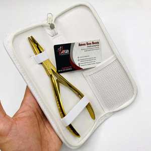 Alicates de extensión de cabello de micro anillo de acero inoxidable profesional chapado en oro ASB, herramienta de punta plana multifuncional con logotipo privado - Product Image 2