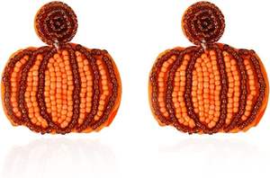 Pendientes de gota bordados de Halloween Mardi Gras Premium elegantes Cuentas de semillas de alta calidad que detallan la artesanía de Hiba Enterprises - Product Image 2