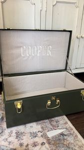 Minimalist Green Iron <b>Storage</b> <b>Box</b> with Gold Label Slot Heavy Duty Metal <b>Document</b> Organizer Decorative Keepsake Chest - Product Image 5