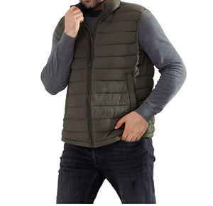 Chaleco acolchado personalizado para hombre al por mayor de fábrica, estilo Simple, cálido, impermeable, de poliéster, cortavientos, cierre de cuello, superventas de invierno - Product Image 3