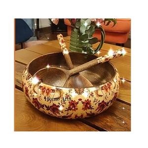 ชามเสิร์ฟพร้อมช้อน2ช้อนชามซุปไม้พิมพ์ลายดีไซน์น่าชื่นชมสำหรับเครื่องครัว - Product Image 2