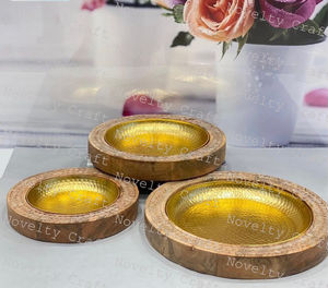 Arbolado y metal con concha Bandeja para servir Cocina Charcutería Queso Sushi Fruta Postre Aperitivos Platos Tablero - Product Image 3