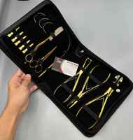 Kit d'outils Micro-lien de qualité supérieure Pince à extensions de cheveux en couleur or avec étui Logo personnalisé Extensions boucle de traction de cheveux
