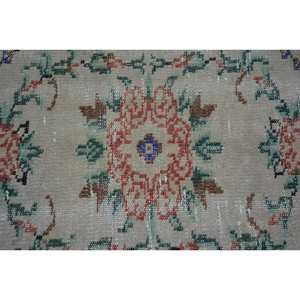 Alfombra turca vintage grande de 5,2x8,6 pies de área de lana verde beige con respaldo de látex patrón de retazos estilo Tabriz para habitación de adolescentes - Product Image 5