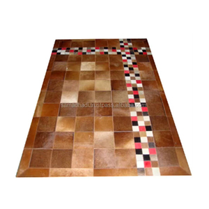 Tapis en laine et cuir de vachette faits main, chic et confortables, broderie de poils luxueuse, design moderne, chaleureux et accueillant, pour toute pièce, vente en gros - Product Image 5