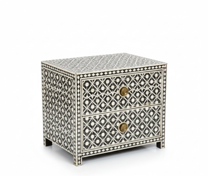 โต๊ะข้างเตียงไม้ฝังกระดูกสไตล์แฟนตาซี งานฝีมือคุณภาพพรีเมียม ทนทาน ลายดอกไม้ สำหรับเฟอร์นิเจอร์ห้องนั่งเล่น - Product Image 2