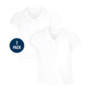 Lot de 2 polos d'uniformes scolaires blancs pour petites filles en piqué doux et extensible avec volants pour l'église ou le primaire Autre usage pour les étudiants - Product Image 2