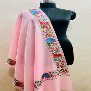 Elegant KC ENTERPRISES Handwoven <b>Pashmina</b> Stole with Artistic Nalki Border Work Flexible Design for Personal/Gift Use - Product Image 1