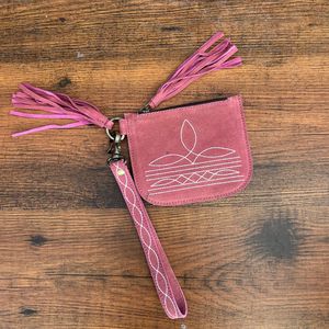 Real Suede Leather <b>Boot</b> Stitch Tassel <b>Zipper</b> Coin Purse Genuine Leather Large Capacity Change Purse Wrist Mini Women Wallets - Product Image 3