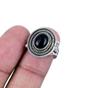สาวแฟชั่นธรรมชาติสีดํานิลแข็ง 925 เงินสเตอร์ลิงอัญมณี Handmade แหวนเครื่องประดับเงินสเตอร์ลิง 925 แสตมป์แหวนเครื่องประดับ - Product Image 1