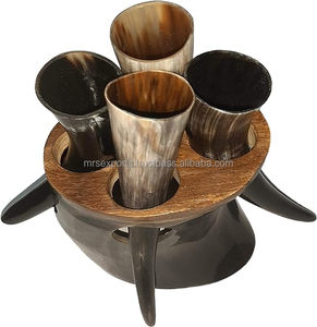 100% xuất khẩu chất lượng Trâu/bò sừng hoàn thành <span class=keywords><strong>4</strong></span> Mảnh Viking uống bia sừng thiết lập với sừng đứng mã não bởi M R S xuất khẩu - Product Image 1