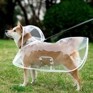 Imperméable transparent pour chien, imperméable à capuche pour animaux de compagnie, poncho avec trou pour laisse, vêtements de pluie légers et transparents pour chiens de petite et moyenne taille - Product Image 1