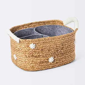 Meilleure vente 2024 jacinthe d'eau couche Caddy panier jacinthe d'eau avec broderie touffetée panier de pépinière - Product Image 1