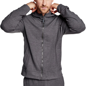 Otoño-Invierno Hombres Aparte Wash HoodedCustom Grey Full Zip Hoodie Hombres Pullover Fitness Cotton 320gsm Hoodie - Product Image 2