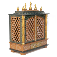 Temple en bois massif artisanal pour la maison, Mandir traditionnel en bois pour la prière hindoue, autel de prière pour le salon KA852