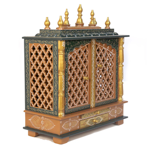 Handcrafted Solid Wood Temple for Home Traditional Wooden Pooja <b>Mandir</b> Hindu Prayer Altar Living Room KA852 - Product Image 1