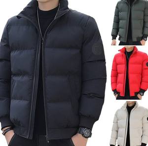 Tissu denim fin et écologique à séchage rapide avec logo personnalisé pour hommes veste matelassée d'hiver décontractée en coton de grande taille avec col montant - Product Image 5