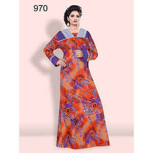 Caftán de Algodón Floral Estilo Marroquí Hecho a Mano, Vestido Maxi Étnico Indio para Mujer, Talla Grande, Transpirable, Largo, para la Playa - Product Image 1
