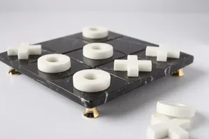 Black Marble Tic Tac Toe Cadeau parfait pour l'anniversaire Tic Tac Toe Jeu d'intérieur avec symbole doré pour les enfants et les jeux de société familiaux - Product Image 4