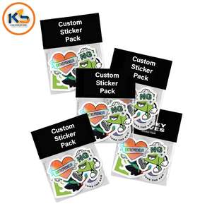 Packs d'autocollants en vinyle écologiques imperméables personnalisés Carte d'en-tête |   Autocollants personnalisés avec logo, 100 pièces, sac en polyéthylène, promotions de vente au détail - Product Image 5