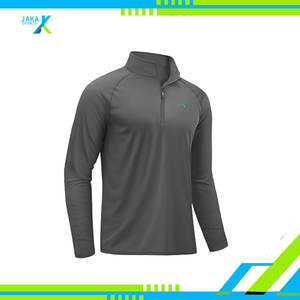 Chemises athlétiques à manches longues avec fermeture éclair pour hommes Pullover UPF 50 Sun Protection Rash Guard Outdoor Running Training T Shirts - Product Image 4