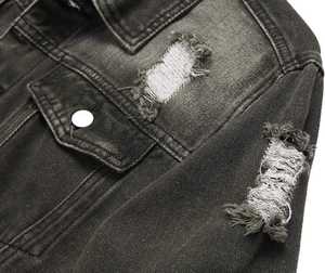 Vestes pour hommes Vestes en jean décontractées d'hiver très demandées pour hommes Col montant Coupe-vent Haut de fitness Tissu uni tendance - Product Image 5