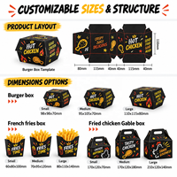 Boîtes alimentaires jetables en papier kraft de qualité alimentaire pour ailes de poulet frites, hot-dogs, hamburgers, emballages pour la restauration rapide à emporter