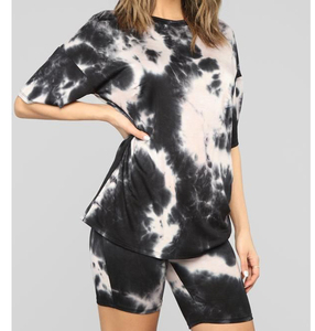 Nouveau Style Tie Dye ensemble court sans couture femmes deux pièces ensemble court nouveauté femmes ensemble court - Product Image 4