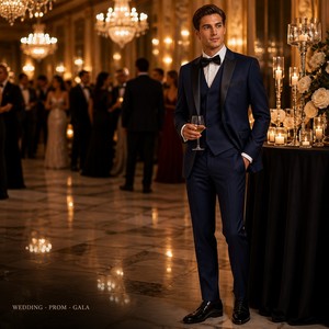 <span class=keywords><strong>Traje</strong></span> de esmoquin de 3 piezas para hombre, transpirable, antiestático, <span class=keywords><strong>con</strong></span> cremallera, solapa de chal, corte ajustado, chaqueta y chaleco para bodas, banquetes y eventos nocturnos - Product Image 5