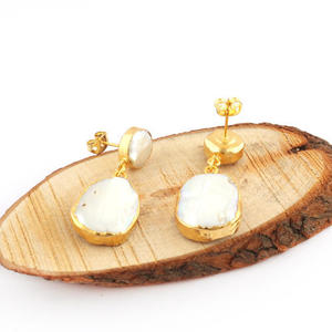 Recién llegado, pendientes de plata de ley 925 con piedras preciosas chapadas en oro en forma de pera para bodas y regalos - Product Image 5