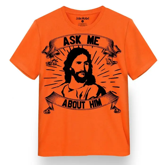 Camiseta de algodão poli com tema Jesus 160 personalizada com seu design e padrão de cores, entrega rápida, baixo MOQ, preço afiado