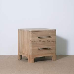 Modern Exclusive Design Solid <b>Teak</b> Wood Nightstand with Two Drawers Adjustable Height for Hotel Warehouse or Living Room Use - Product Image 2