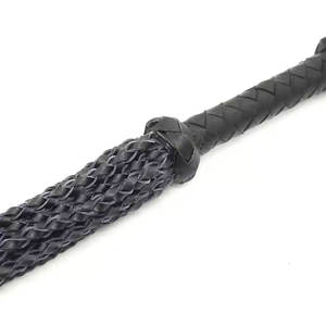 Fouet d'équitation en cuir véritable fait à la main en cuir véritable Fouet d'équitation Durable Poignée en cuir tressé Entraînement équestre - Product Image 3