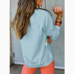 เสื้อสเวตเตอร์สวมหัวลายทางสีรุ้งสำหรับผู้หญิงทรงหลวมลำลองผ้าฝ้ายแขนยาว MS-SS-1054เกาหลี - Product Image 3