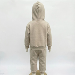 Ensembles de survêtements pour enfants personnalisés OEM, respirants, hiver, grande taille, deux pièces, sweats à capuche unis, haute qualité, unisexe, polaire 100% coton - Product Image 3