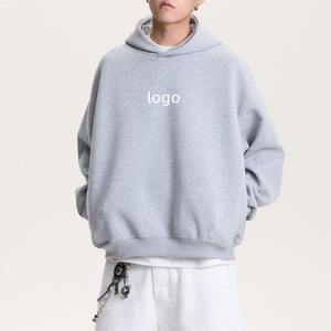 เสื้อฮู้ดดี้ทรงบ็อกซี่แบบครอป ผ้าฝรั่งเศสเทอร์รี่ คุณภาพสูง ทรงโอเวอร์ไซส์ ไหล่ตก ปักโลโก้ตามสั่ง ผ้าฝ้าย 100% สำหรับผู้ชาย - Product Image 1