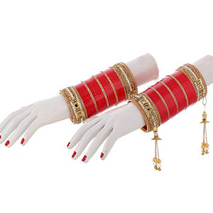 Juego de brazaletes nupciales con diseño de bordado personalizado de fabricantes profesionales Servicios OEM Conjuntos de Churiya de boda - Product Image 6