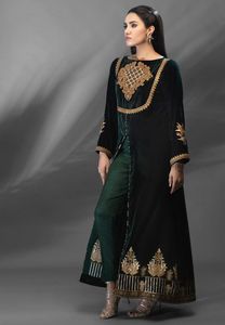 Éblouissant DESIGN 0F veste avec pantalon robe embellir avec de belles perles de verre de cristal, DABKA, travail pour fête/mariage @ 2022 - Product Image 2