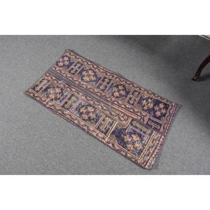 Alfombra de 1.5x3 pies, Alfombra Turca Vintage, Alfombra de Lana Azul - Product Image 1