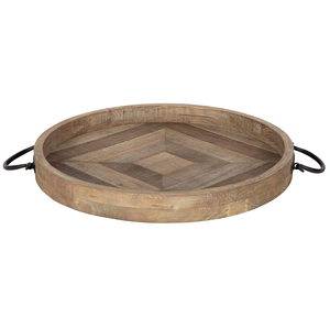 Excellent Quality Wood Serving Tray Round Metal Handle Wine Glass and Mug Serving Tray for Restaurant <b>Used</b> - Product Image 4