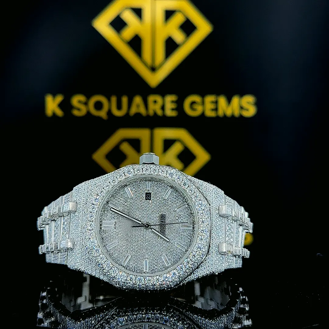 Stylish VVS Clarity Moissanite Studded Diamond Watch Fully Iced Out Watch From Wholesale Supplier