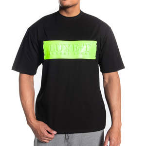 Roof Gallery Men's 100% Cotton T-Shirt Heavy Weight Oversized <b>Neon</b> Green Embossed Print Plus Size Breathable Jersey Blank - Product Image 2