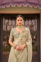 Sari en soie pure le plus attendu avec bordure en dentelle, style ethnique indien, imprimé numérique, pour mariage, pour femme