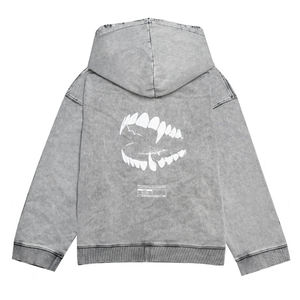 Sweat à capuche zippé vintage personnalisé pour hommes nouvelle mode Streetwear poids lourd lavé à l'acide en détresse imprimé numérique pour l'hiver - Product Image 2