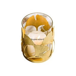 Fancy Decorative Aluminium Leaf Design Handmade Votive Candle Holder Gold Plated Christmas Home Decoration - Product Image 3